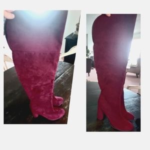 Wide calf Burgundy above knee boots
